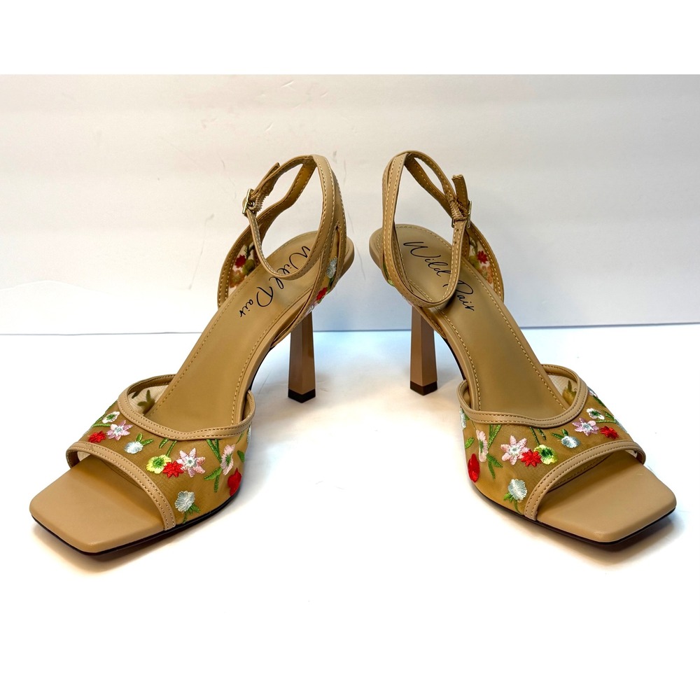 Wild Pair Erynn Dress Embroidered High Heel Sandals Size 9.5M Floral Nude NWT - Picture 3 of 10